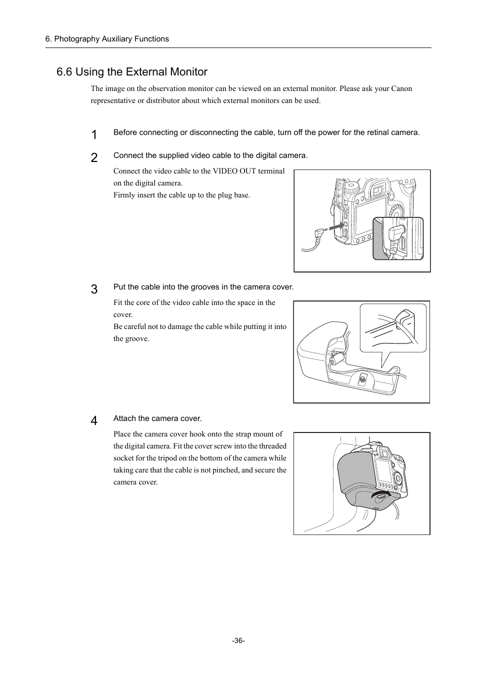 6 using the external monitor | Canon CX-1 User Manual | Page 48 / 74