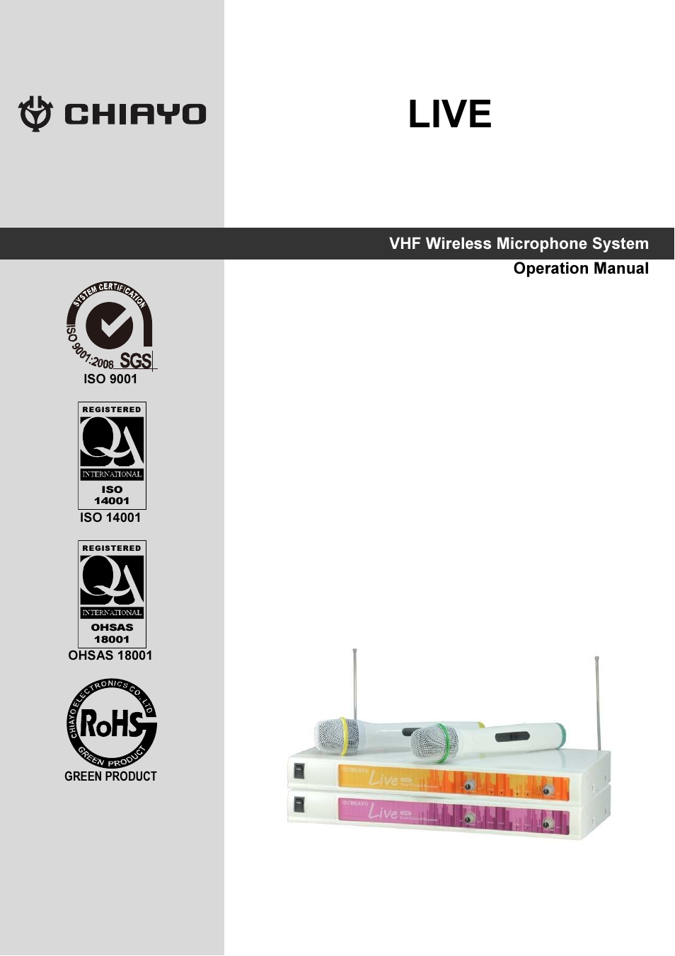 CHIAYO LIVE User Manual | 4 pages