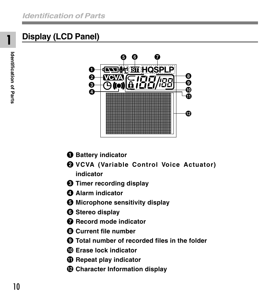 Display (lcd panel) | Olympus DS 2 User Manual | Page 10 / 120