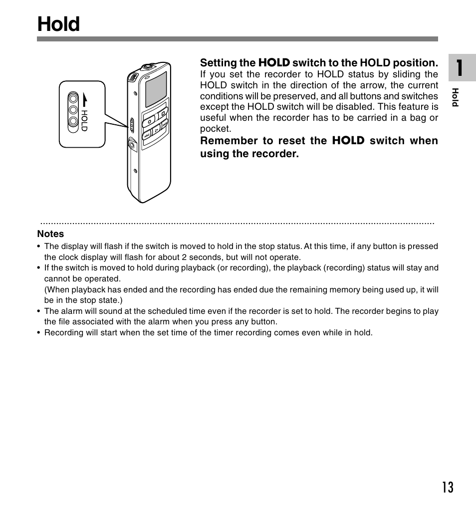 Hold | Olympus DS 2 User Manual | Page 13 / 120