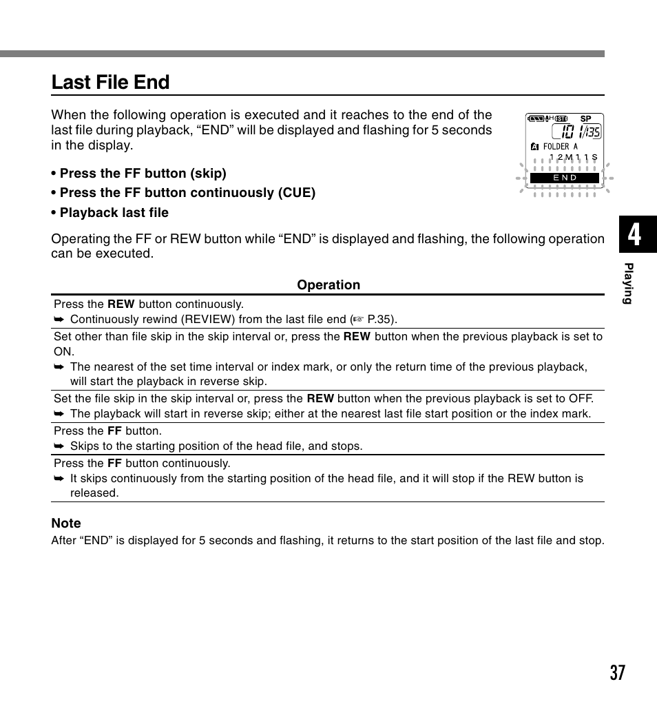 Last file end | Olympus DS 2 User Manual | Page 37 / 120
