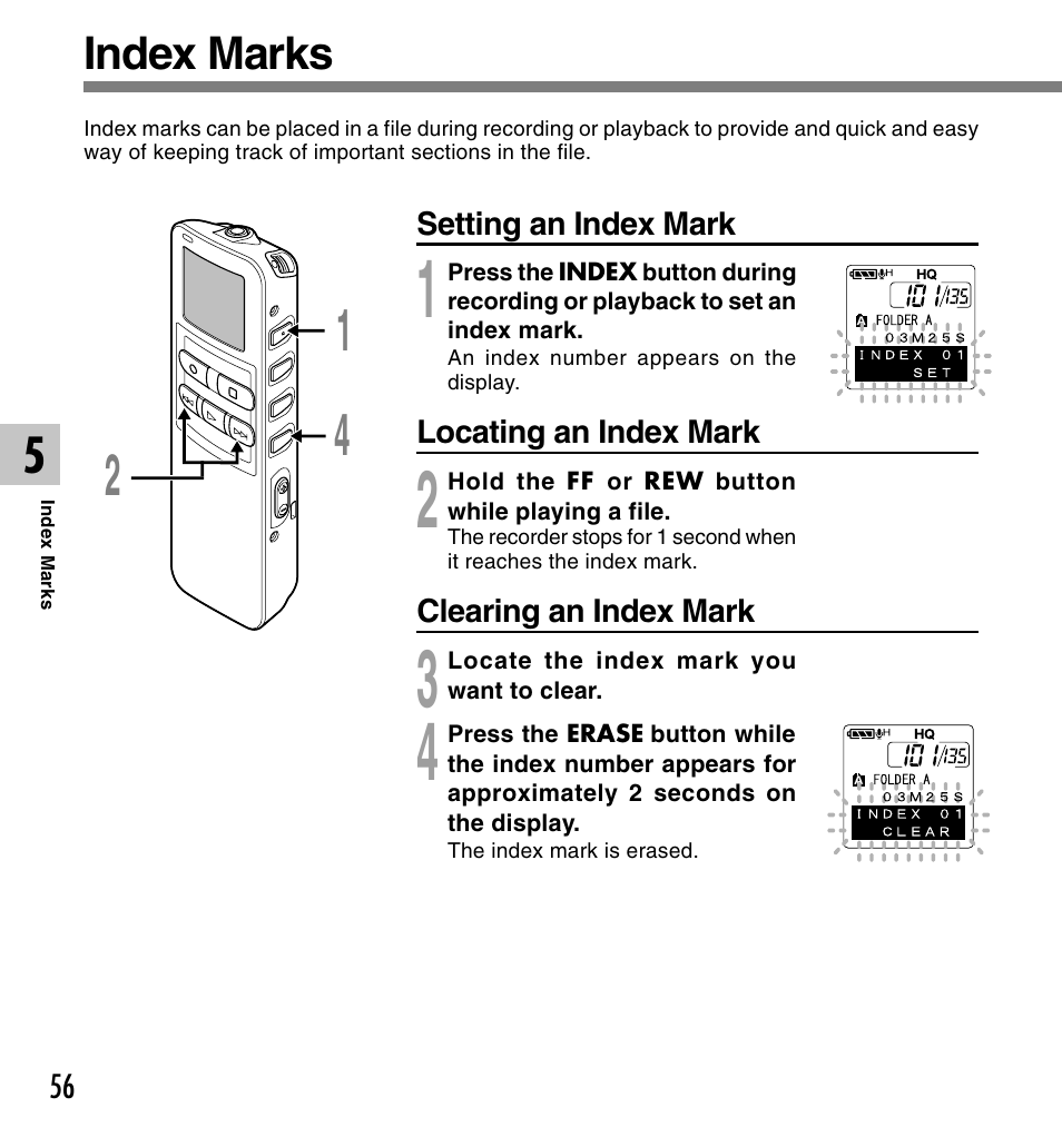 Index marks | Olympus DS 2 User Manual | Page 56 / 120