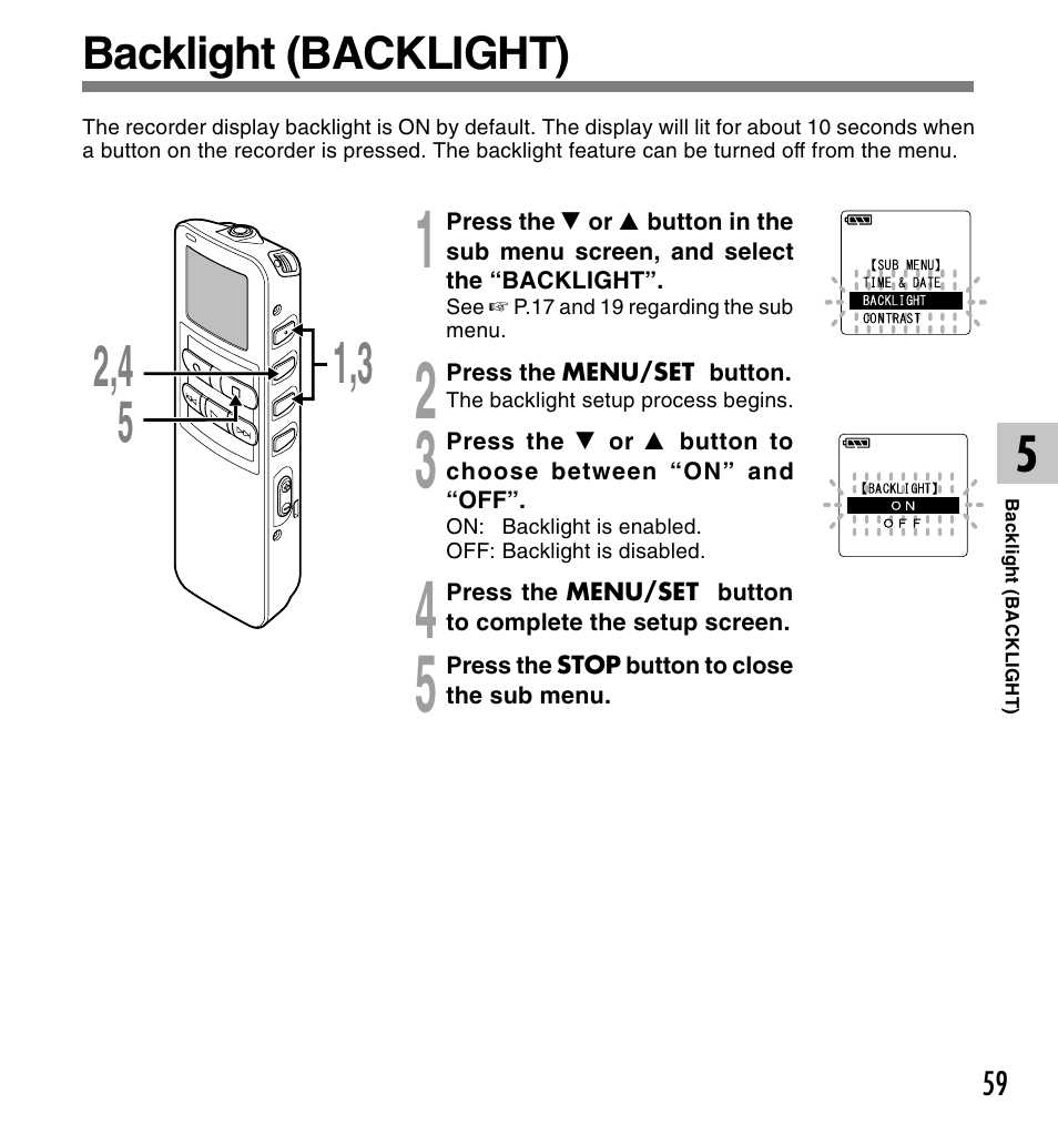 Backlight (backlight) | Olympus DS 2 User Manual | Page 59 / 120