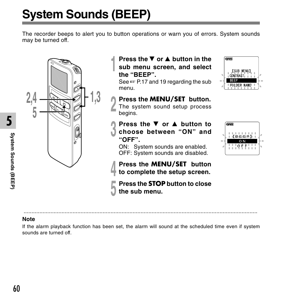 System sounds (beep) | Olympus DS 2 User Manual | Page 60 / 120