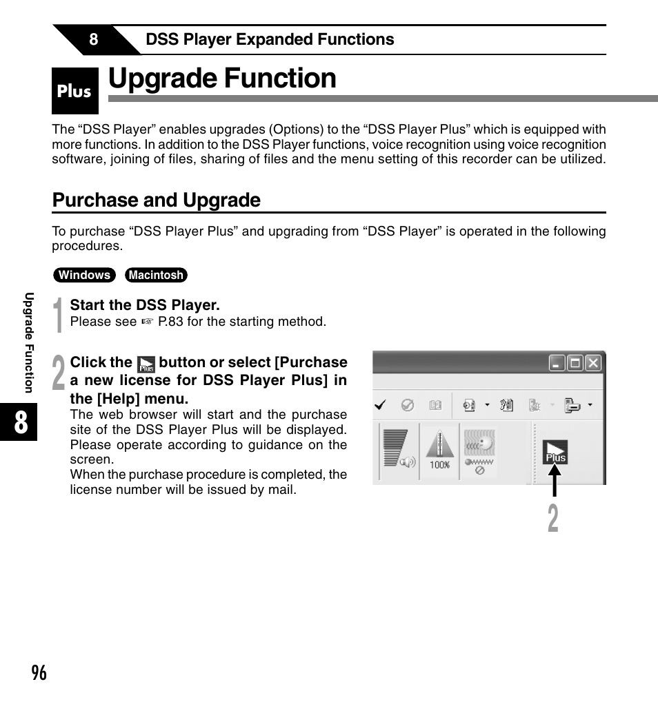 Upgrade function | Olympus DS 2 User Manual | Page 96 / 120