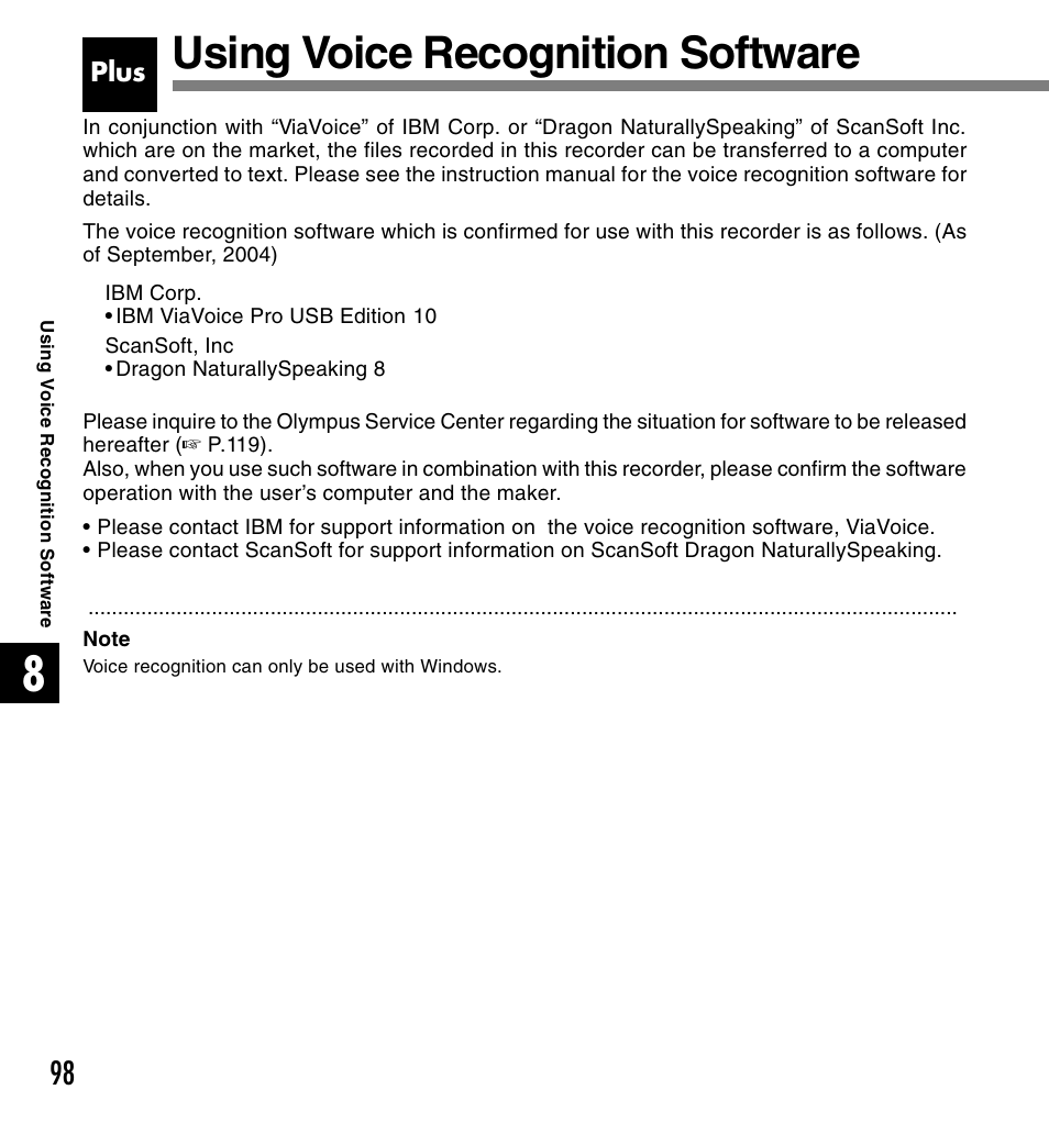 Using voice recognition software | Olympus DS 2 User Manual | Page 98 / 120