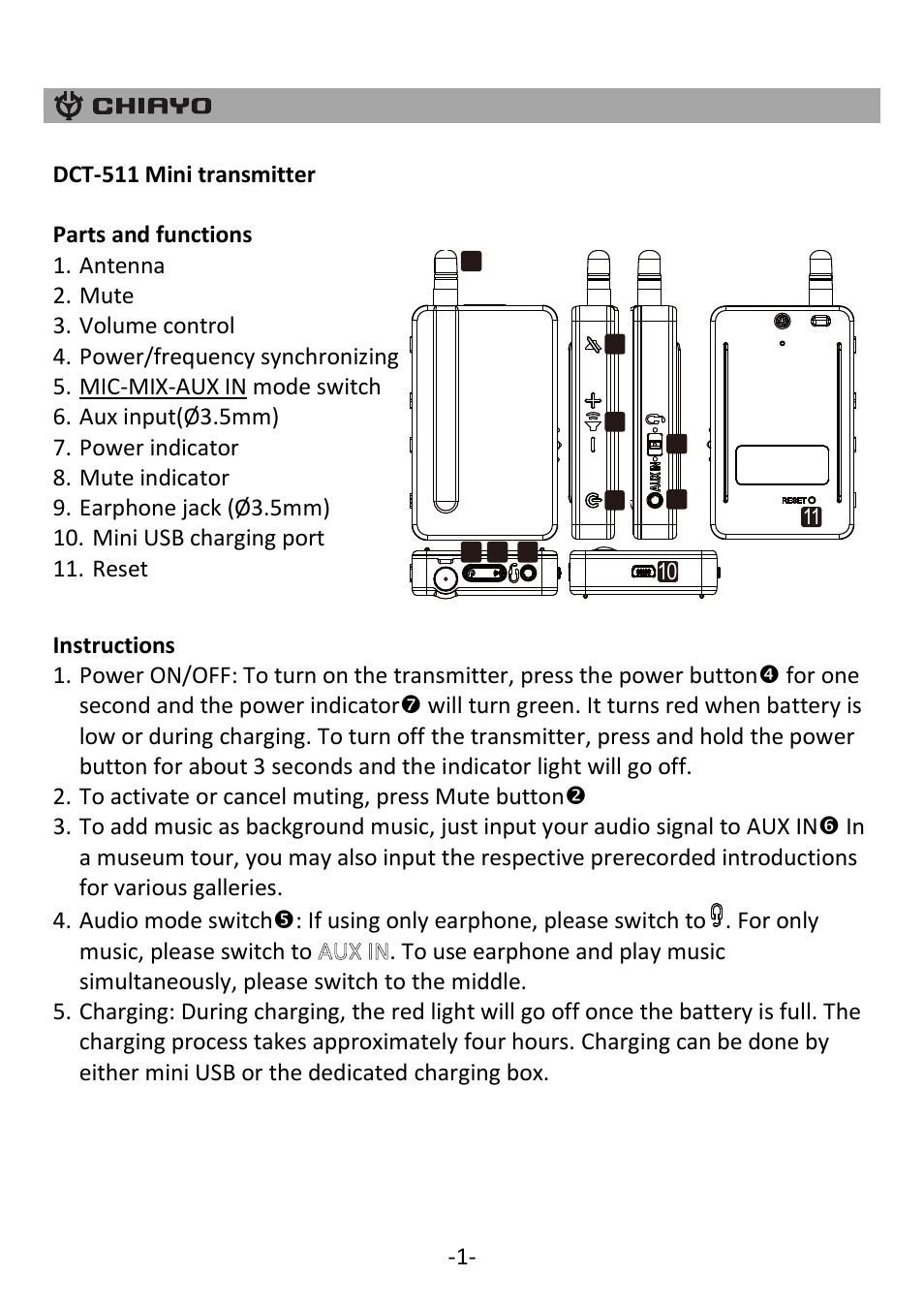 CHIAYO DCT-511 User Manual | Page 2 / 8