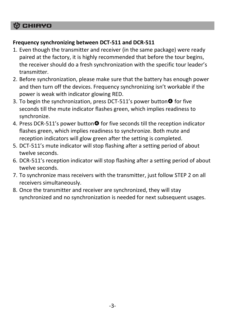 CHIAYO DCT-511 User Manual | Page 4 / 8