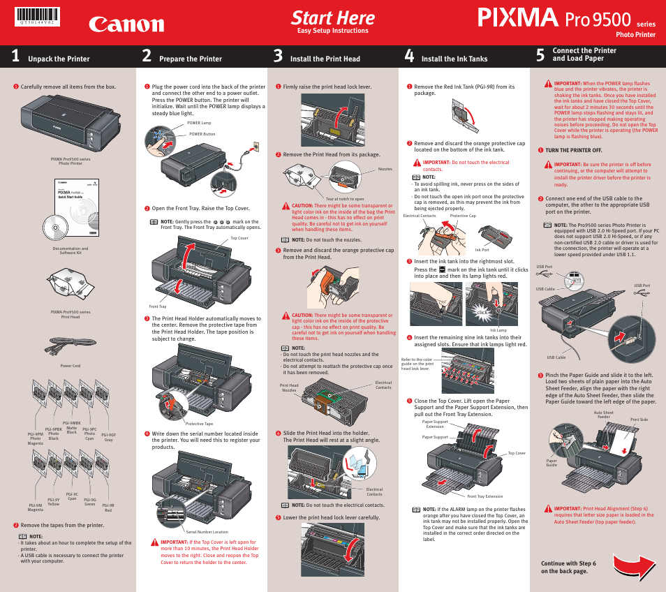 Canon 9500 Series User Manual | 2 pages