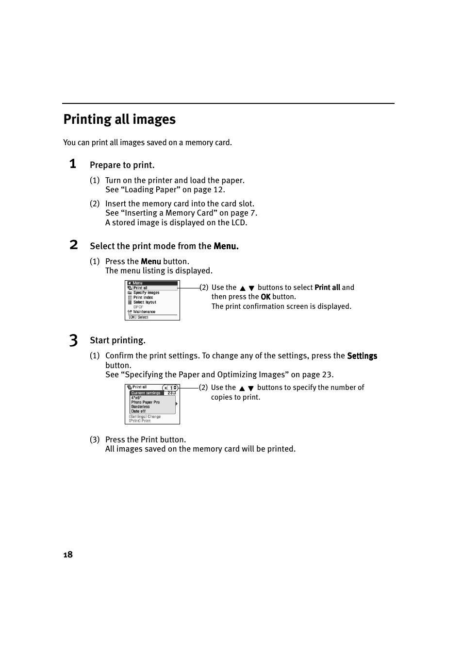 Printing all images | Canon i 900D User Manual | Page 19 / 50