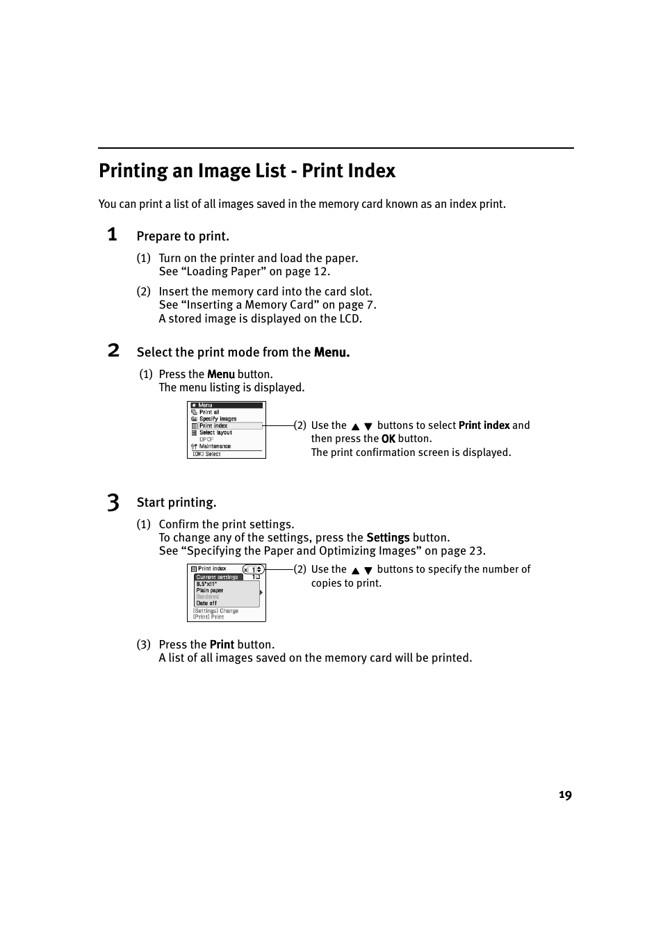 Printing an image list - print index | Canon i 900D User Manual | Page 20 / 50