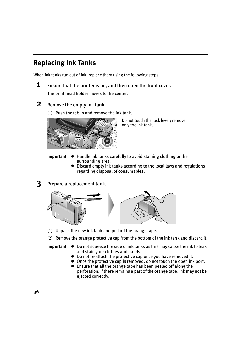 Replacing ink tanks | Canon i 900D User Manual | Page 37 / 50