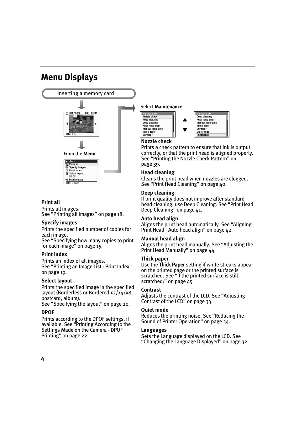 Menu displays | Canon i 900D User Manual | Page 5 / 50