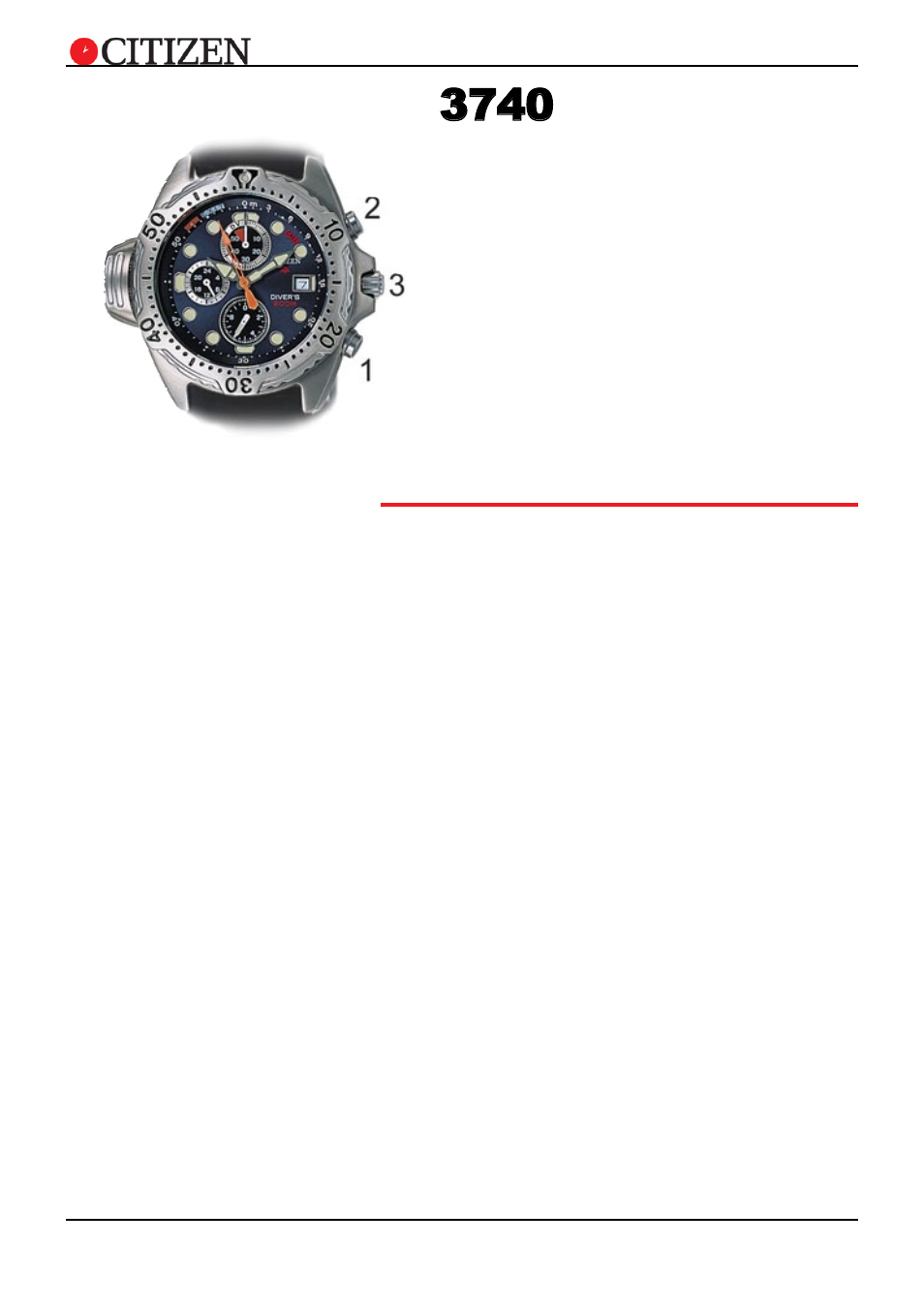 Cal. no. 3740 | CITIZEN 085X User Manual | Page 3 / 11