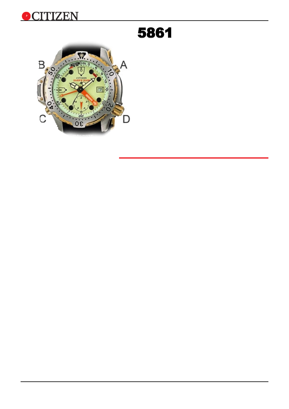 Cal. no. 5861 | CITIZEN 085X User Manual | Page 4 / 11