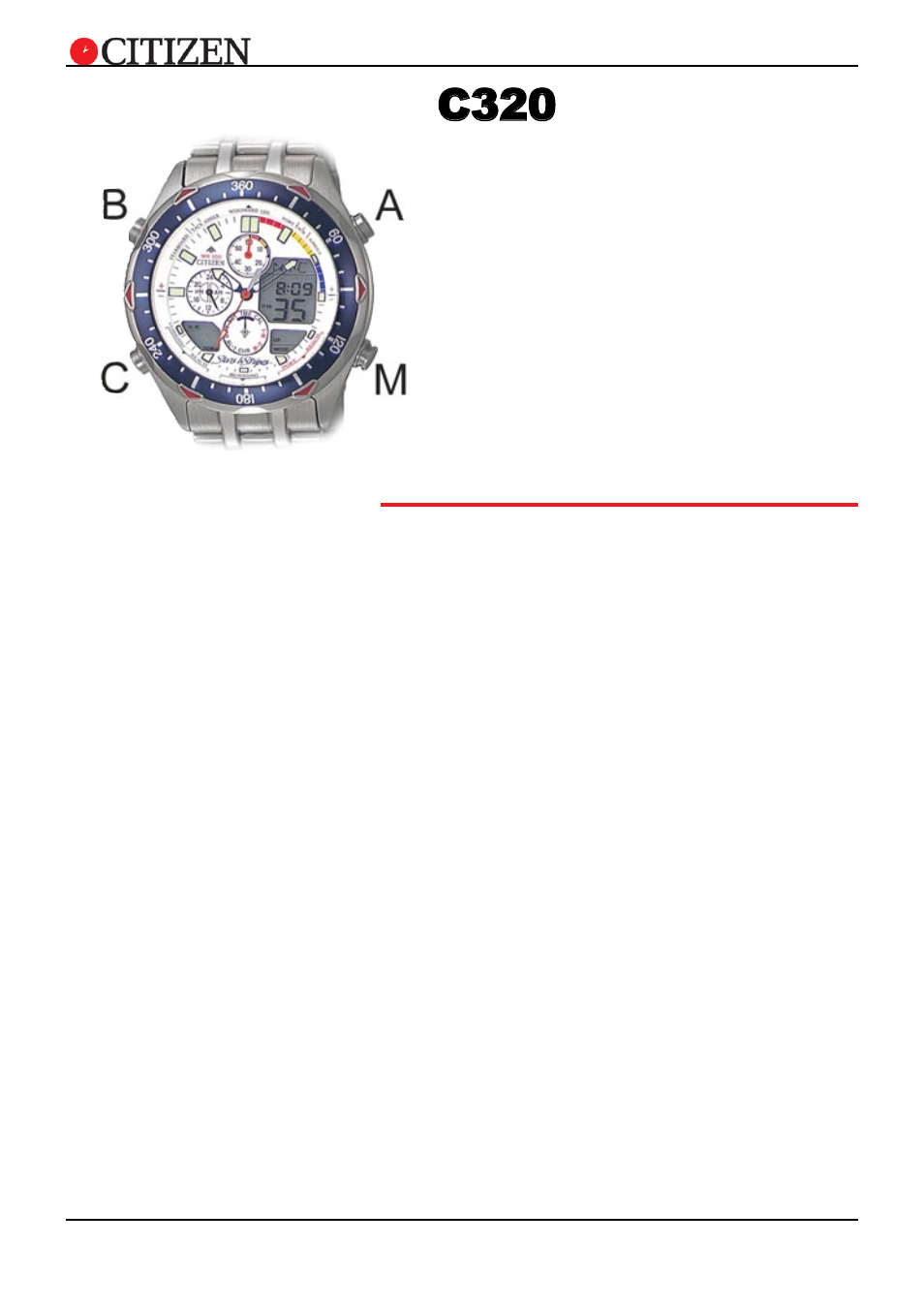 Cal. no. c320, C320 8, Setting instructions | CITIZEN 085X User Manual | Page 8 / 11