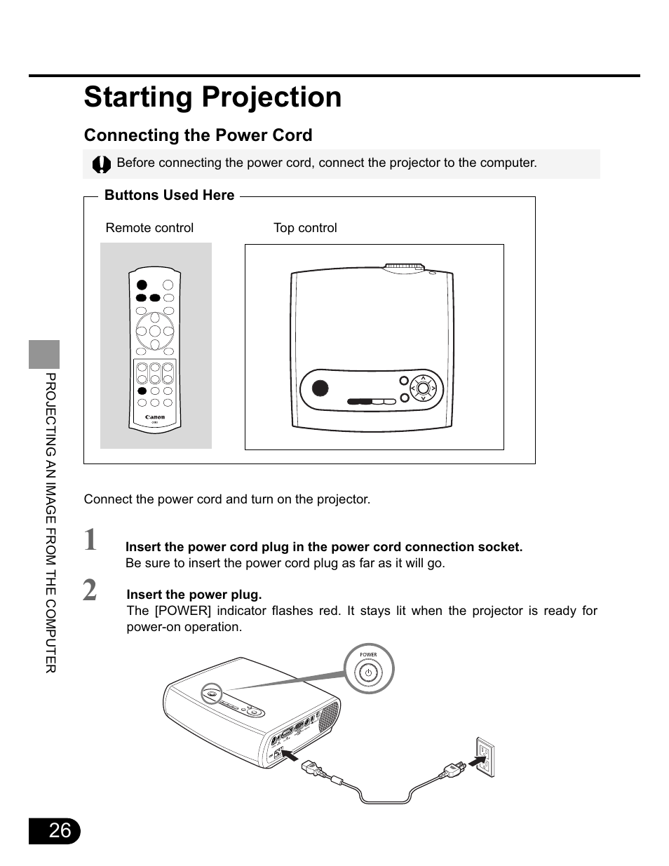 Starting projection | Canon SX20 User Manual | Page 26 / 93