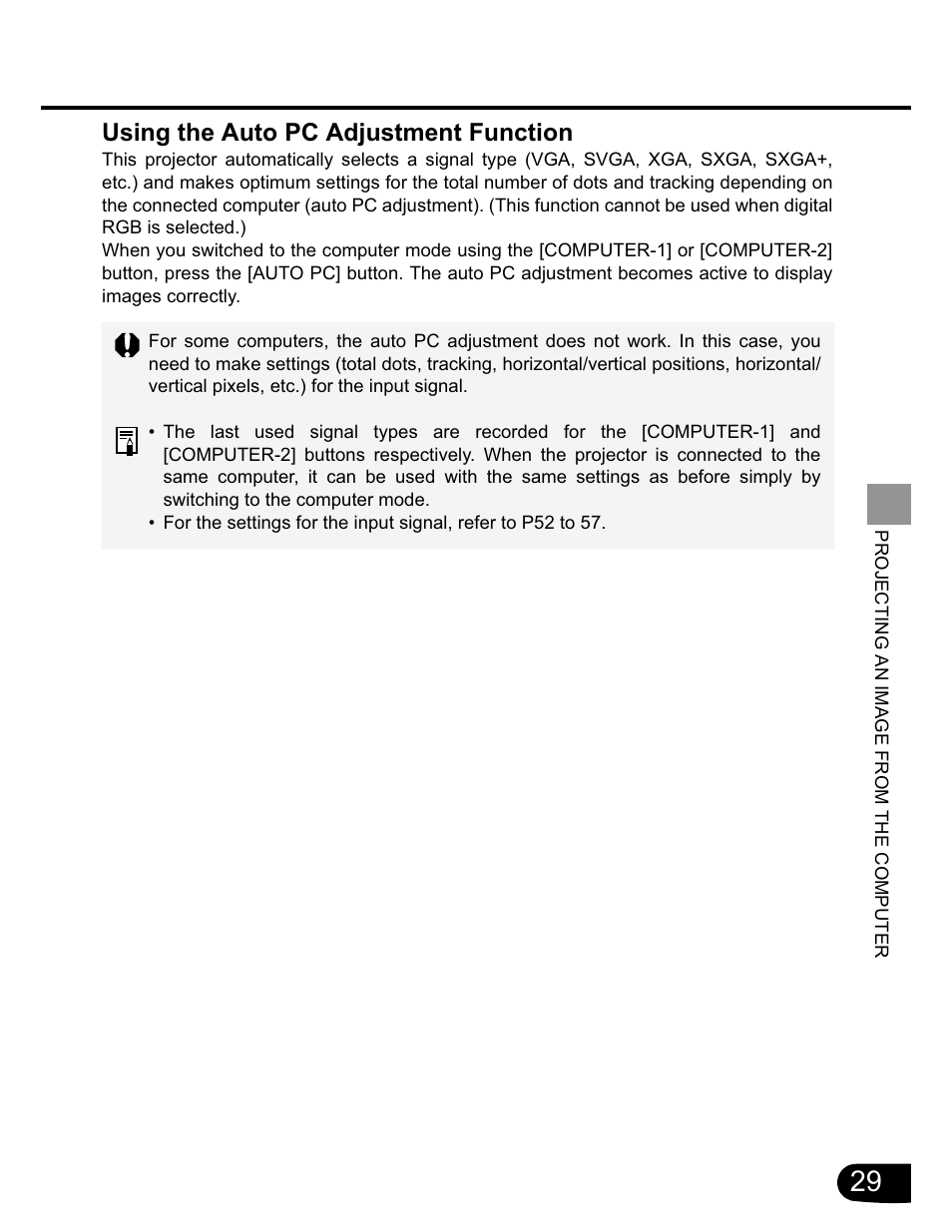 Using the auto pc adjustment function | Canon SX20 User Manual | Page 29 / 93