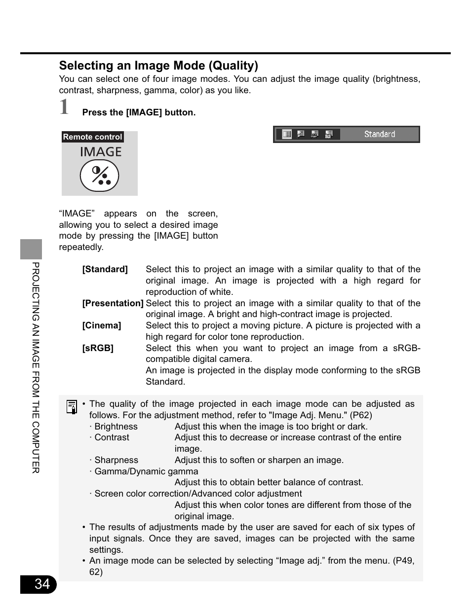 Selecting an image mode (quality) | Canon SX20 User Manual | Page 34 / 93