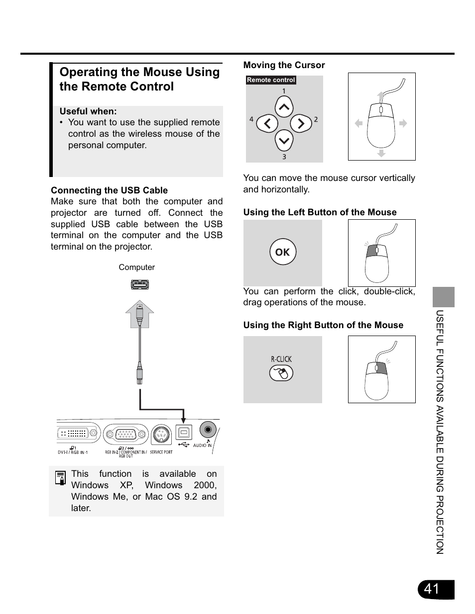 Operating the mouse using the remote control | Canon SX20 User Manual | Page 41 / 93