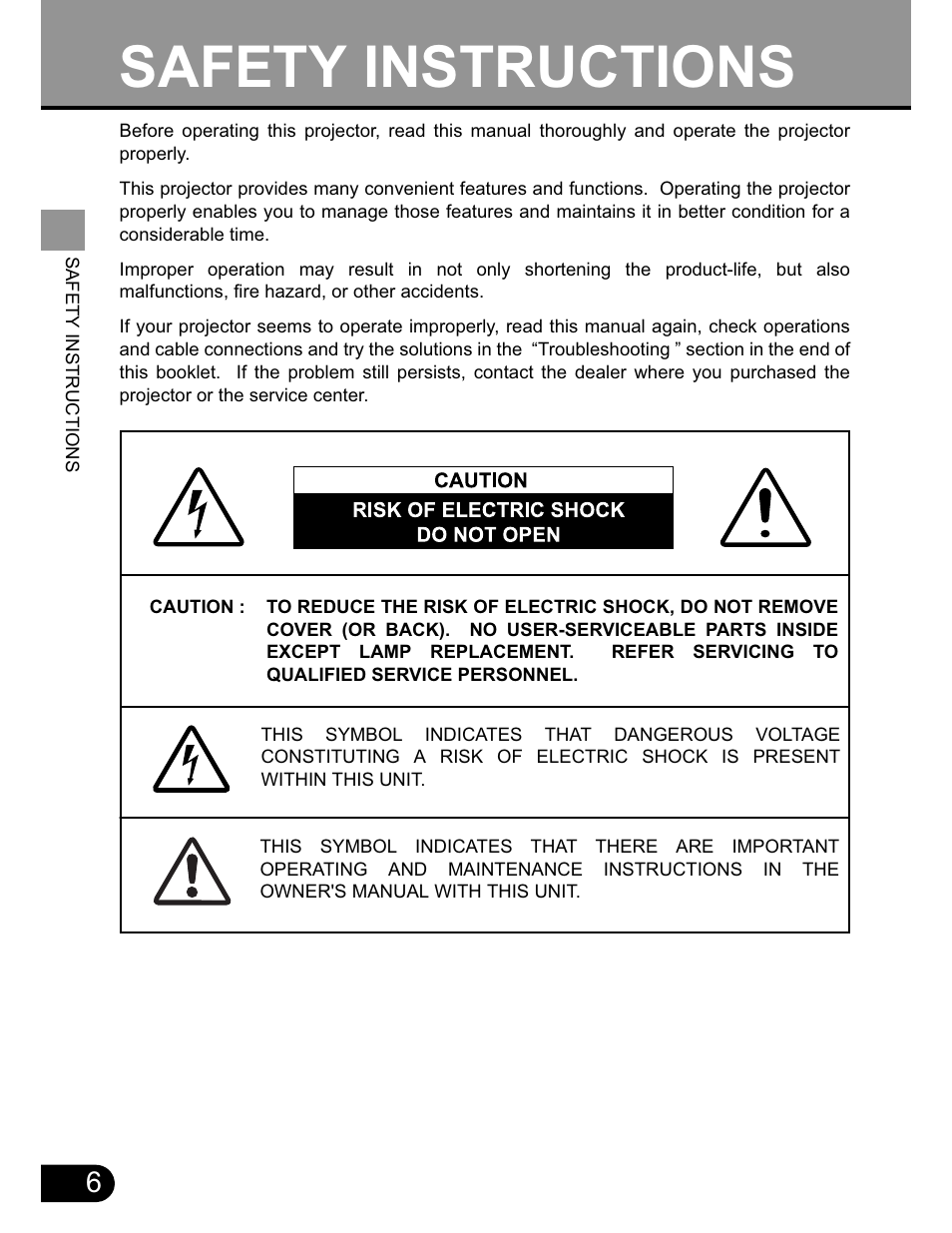 Safety instructions | Canon SX20 User Manual | Page 6 / 93