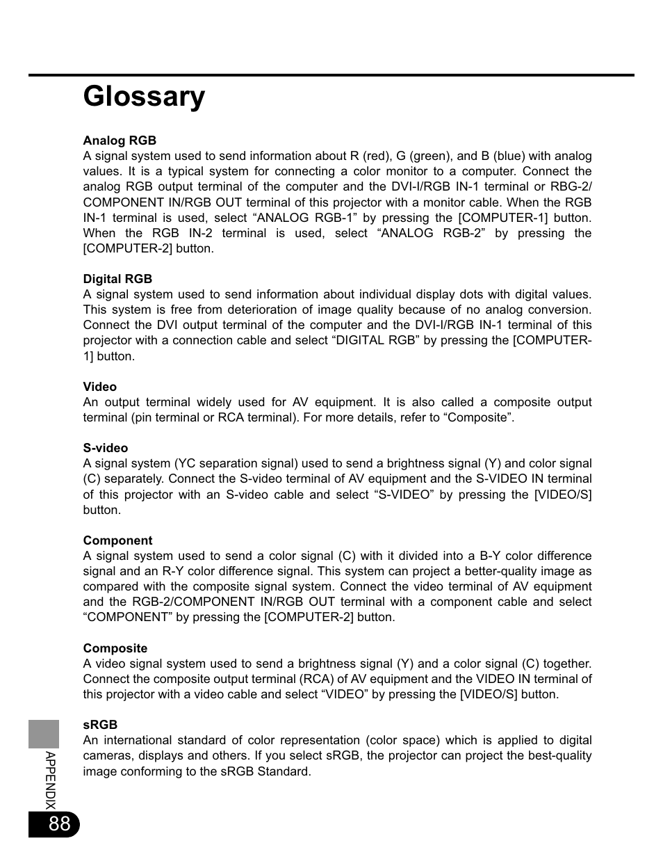 Glossary | Canon SX20 User Manual | Page 88 / 93