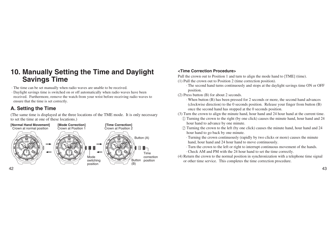 A. setting the time no, A. setting the time | CITIZEN E670 User Manual | Page 21 / 38