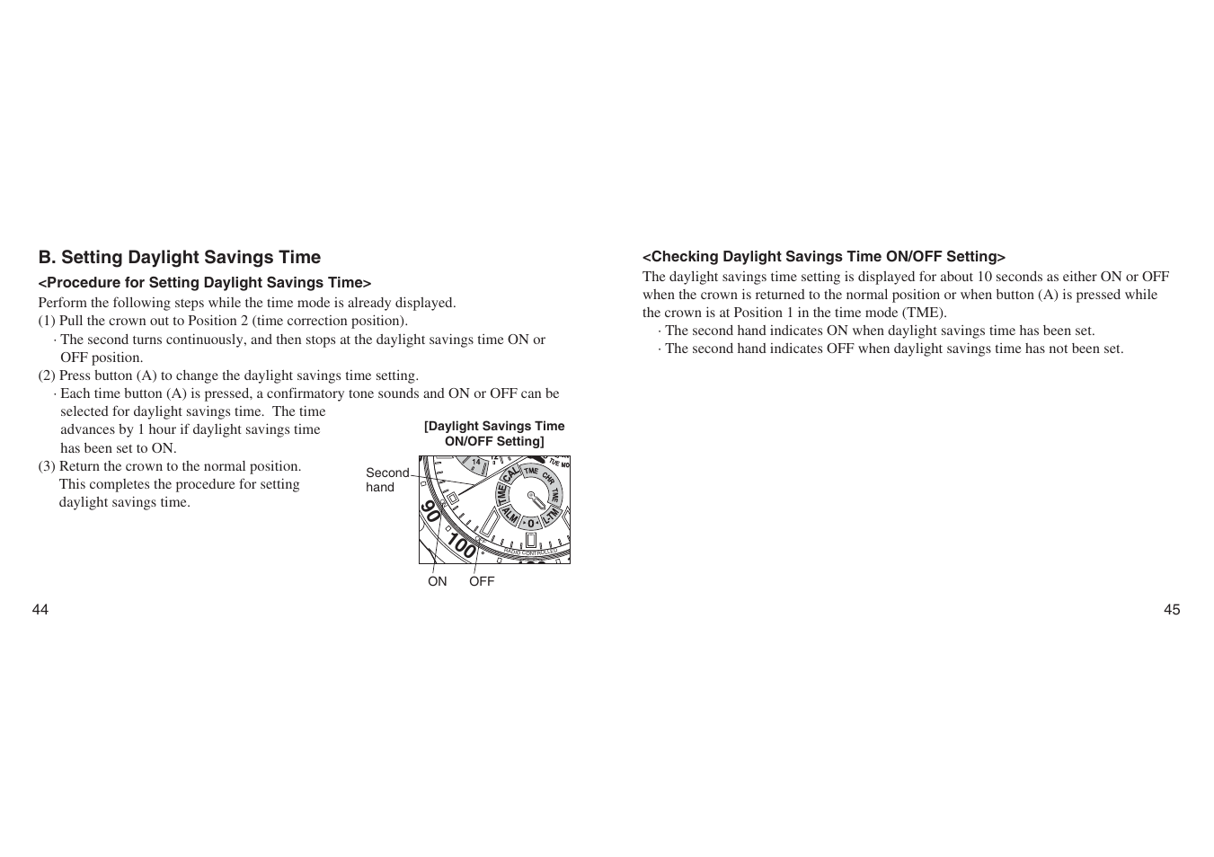 B. setting daylight savings time | CITIZEN E670 User Manual | Page 22 / 38