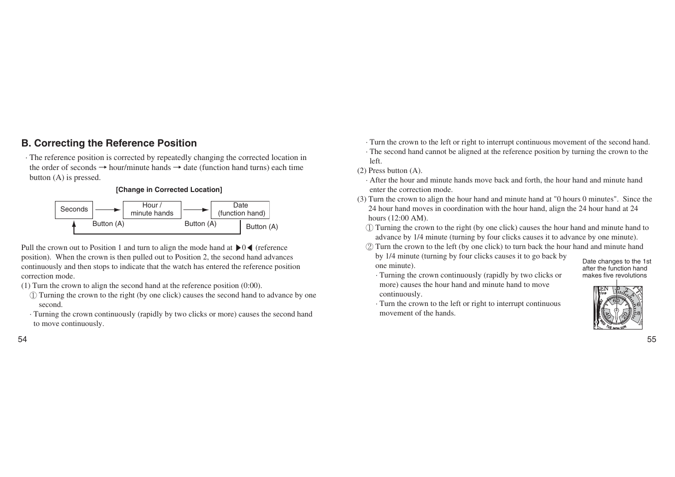 B. correcting the reference position | CITIZEN E670 User Manual | Page 27 / 38