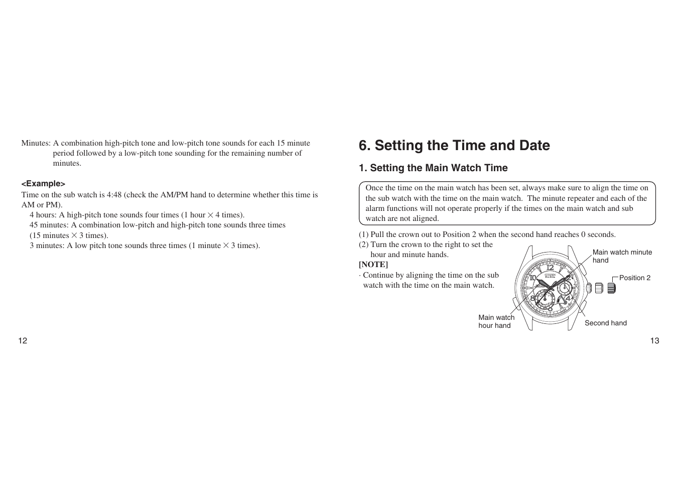 Setting the time and date | CITIZEN G90 User Manual | Page 6 / 21