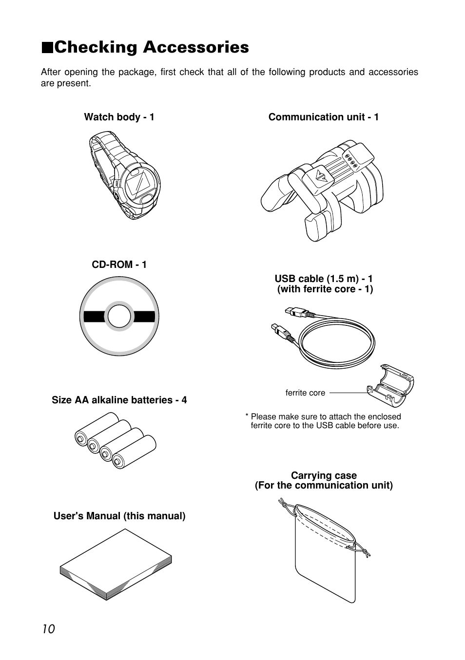 Checking accessories | CITIZEN MG0000 User Manual | Page 10 / 157