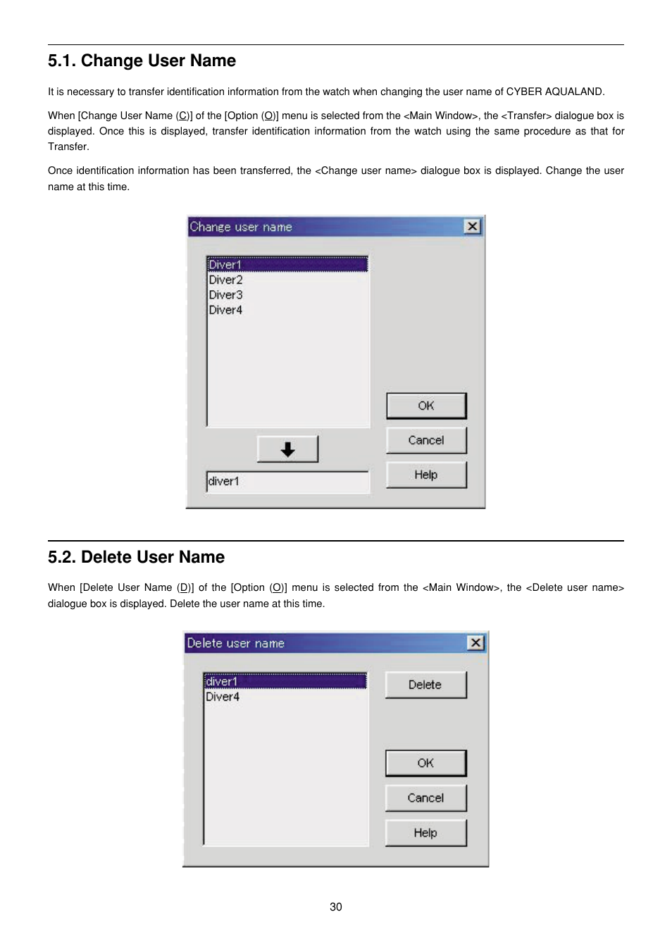 Change user name, Delete user name | CITIZEN MG0000 User Manual | Page 101 / 157