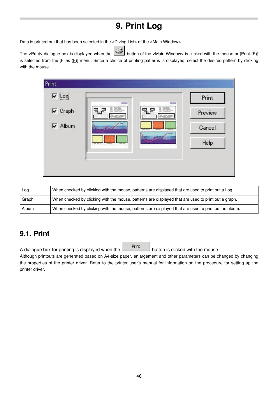 Print log, Print | CITIZEN MG0000 User Manual | Page 117 / 157