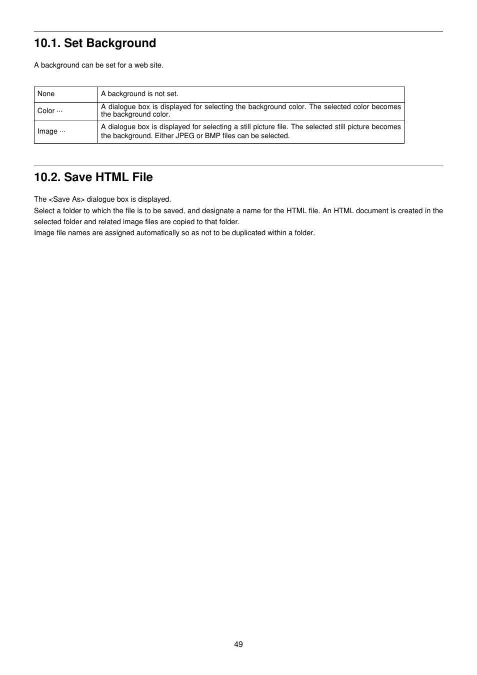 Set background, Save html file | CITIZEN MG0000 User Manual | Page 120 / 157