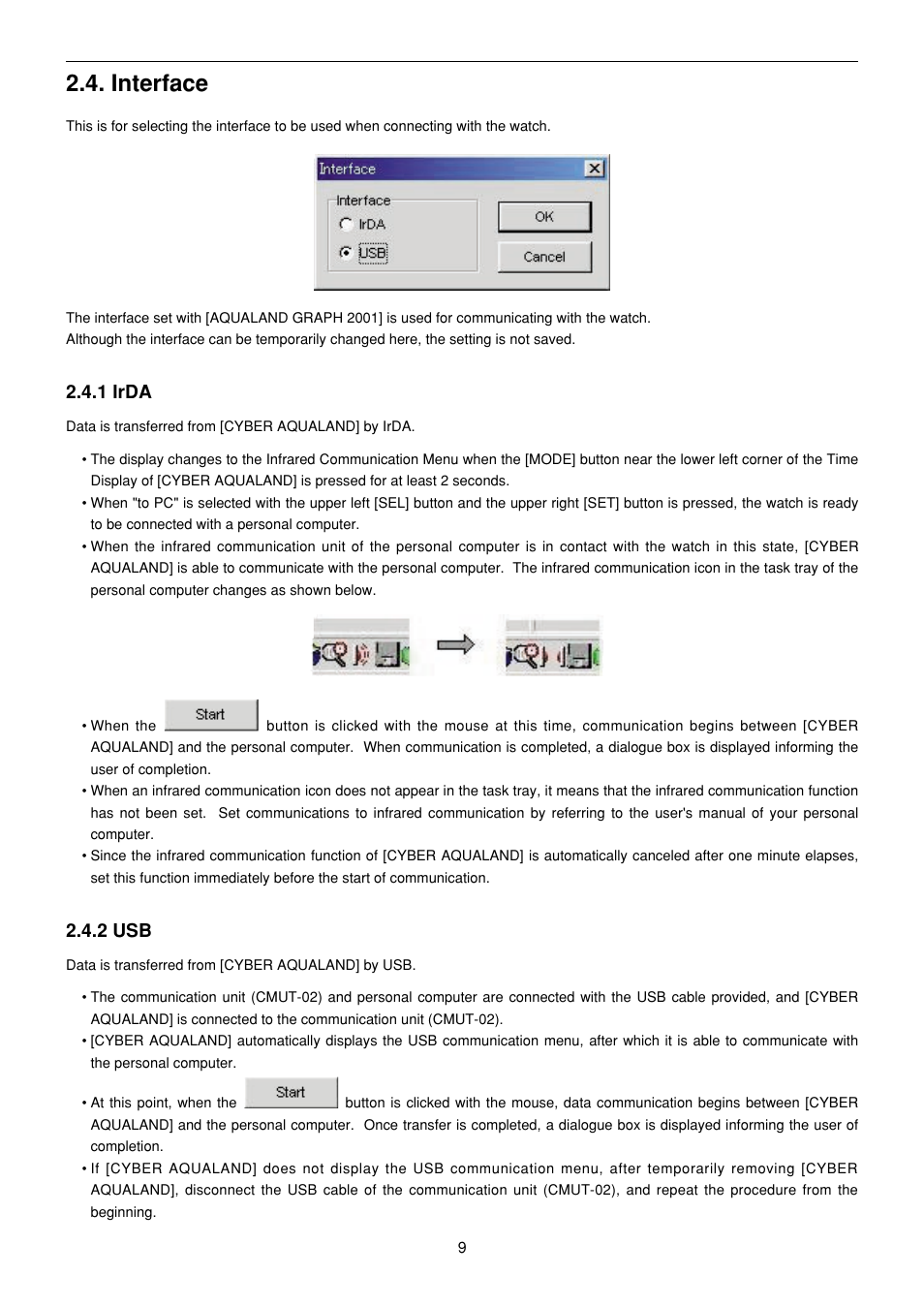 Interface, Irda, 1 irda | 2 usb | CITIZEN MG0000 User Manual | Page 138 / 157