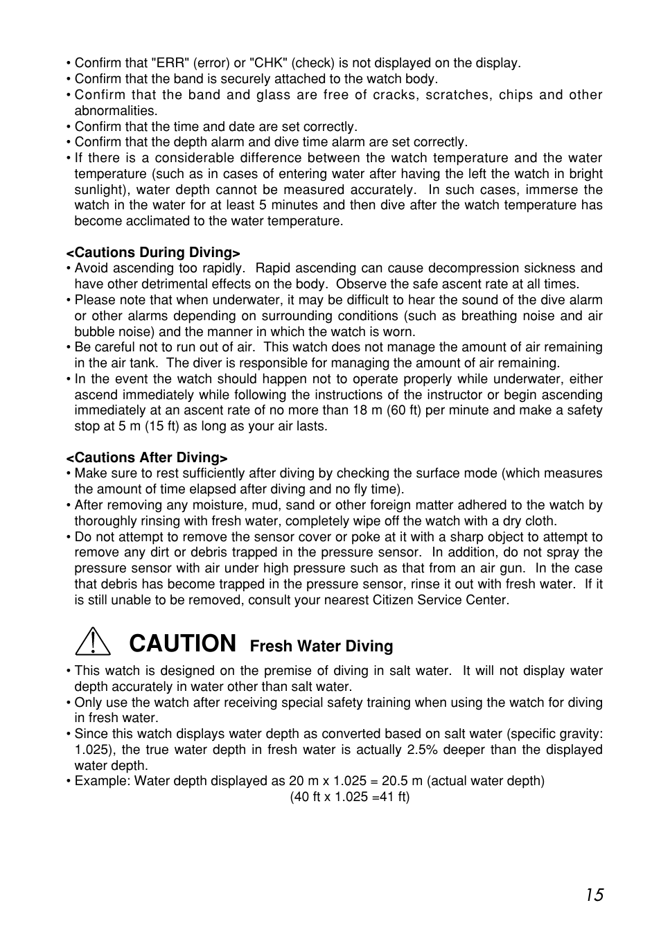 Caution | CITIZEN MG0000 User Manual | Page 15 / 157