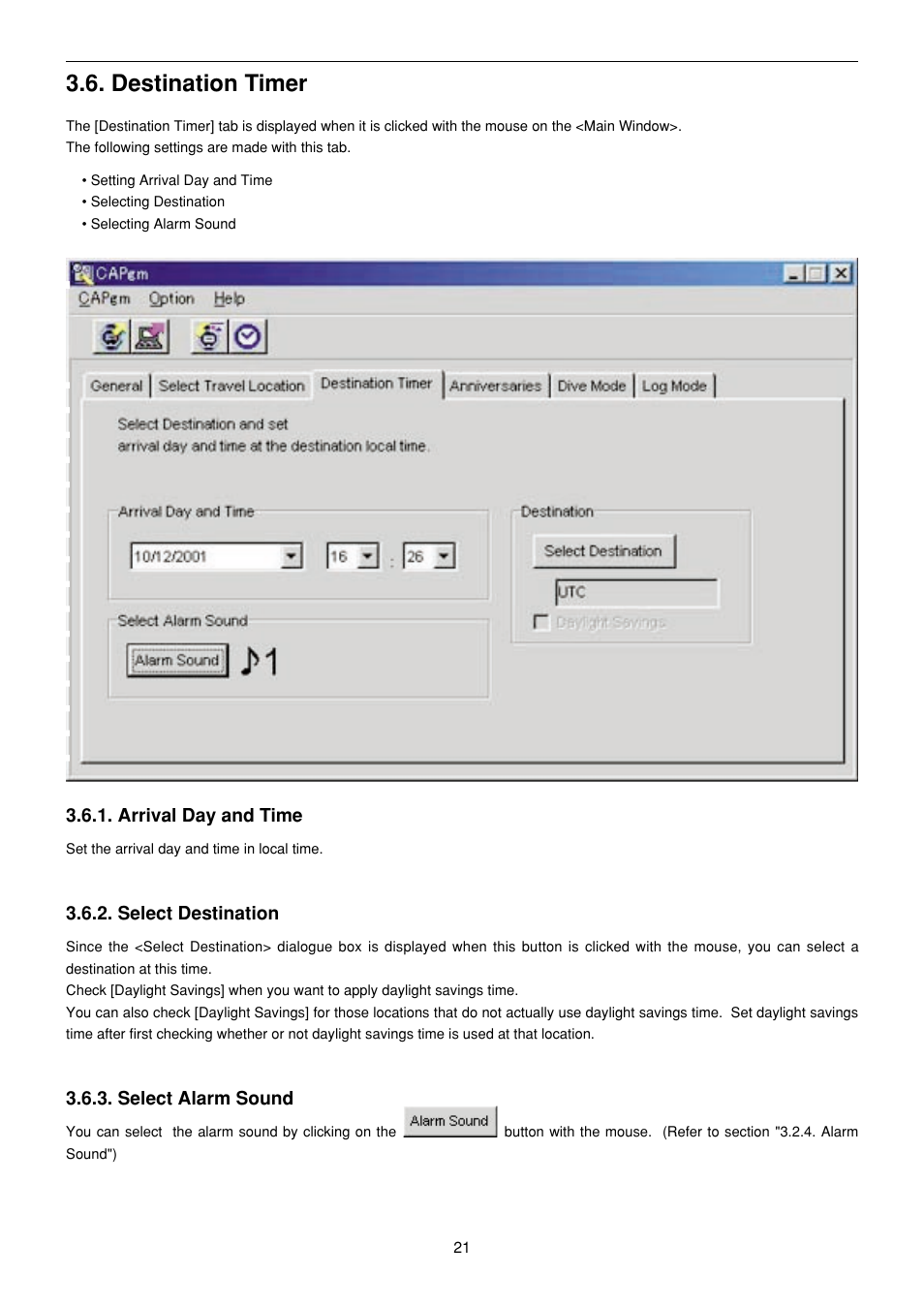 Destination timer, Arrival day and time, Select destination | Select alarm sound | CITIZEN MG0000 User Manual | Page 150 / 157