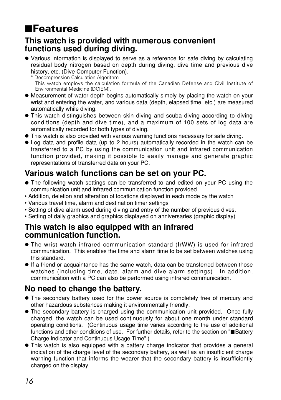 Features | CITIZEN MG0000 User Manual | Page 16 / 157