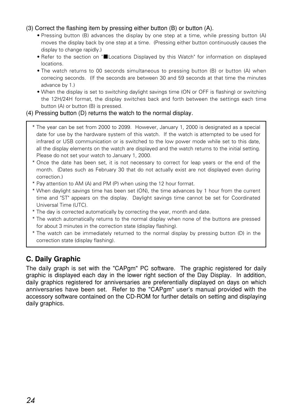 C. daily graphic | CITIZEN MG0000 User Manual | Page 24 / 157