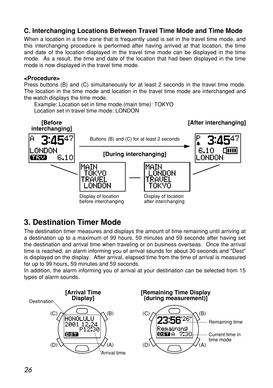 Destination timer mode | CITIZEN MG0000 User Manual | Page 26 / 157