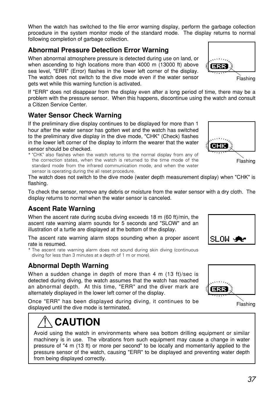 Caution | CITIZEN MG0000 User Manual | Page 37 / 157