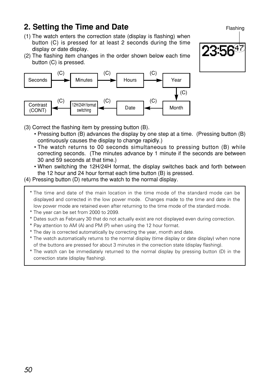 Setting the time and date | CITIZEN MG0000 User Manual | Page 50 / 157