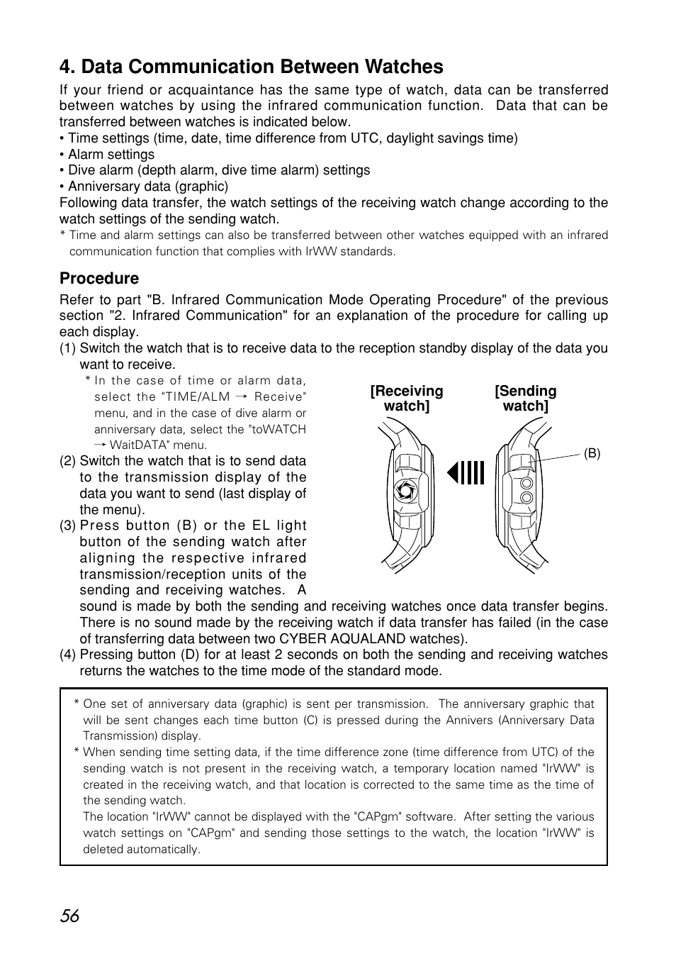 Data communication between watches | CITIZEN MG0000 User Manual | Page 56 / 157