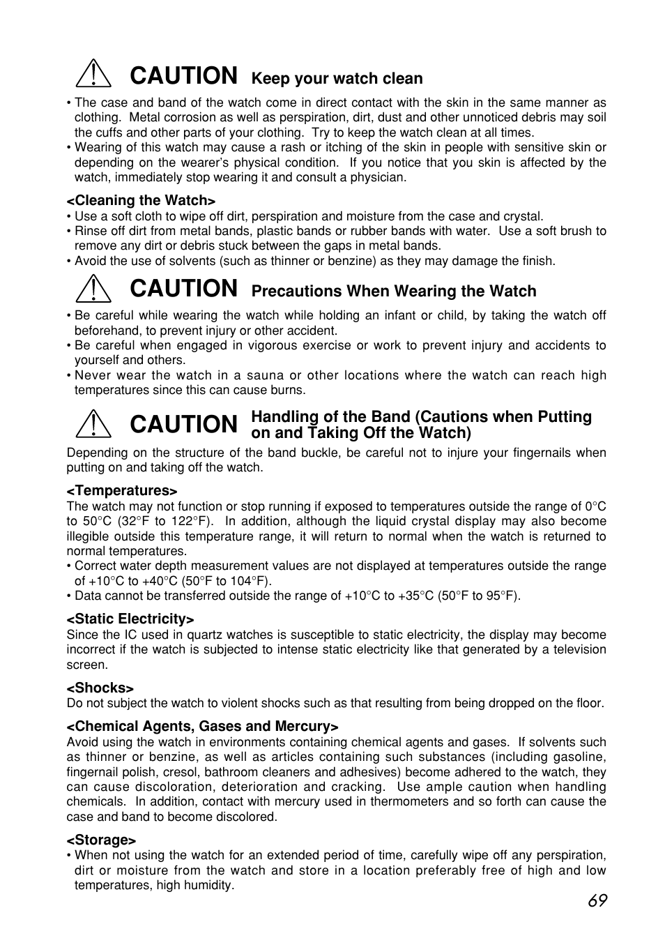 Caution | CITIZEN MG0000 User Manual | Page 69 / 157