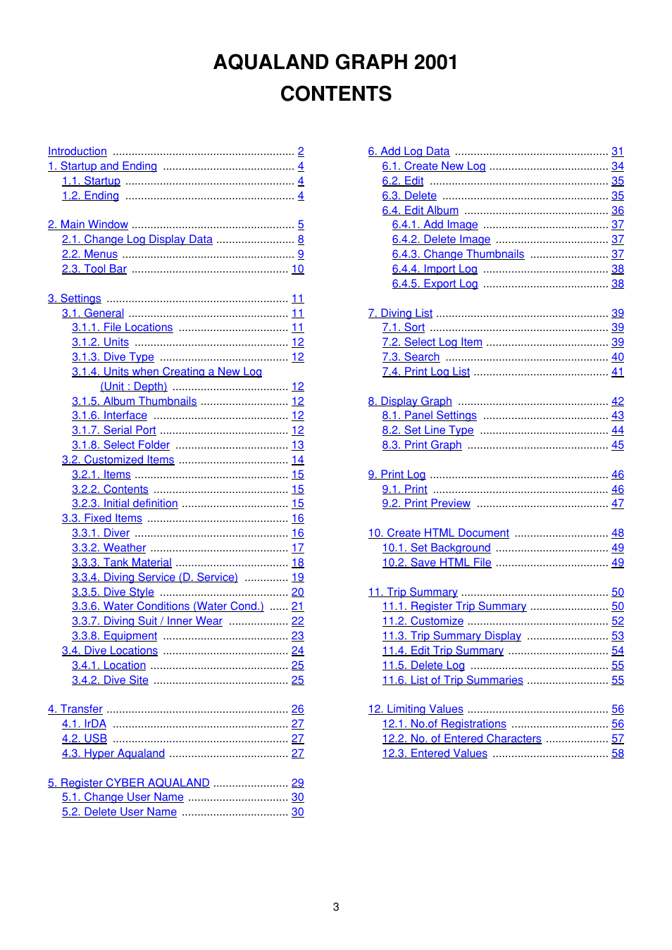 Aqualand graph 2001 contents | CITIZEN MG0000 User Manual | Page 74 / 157