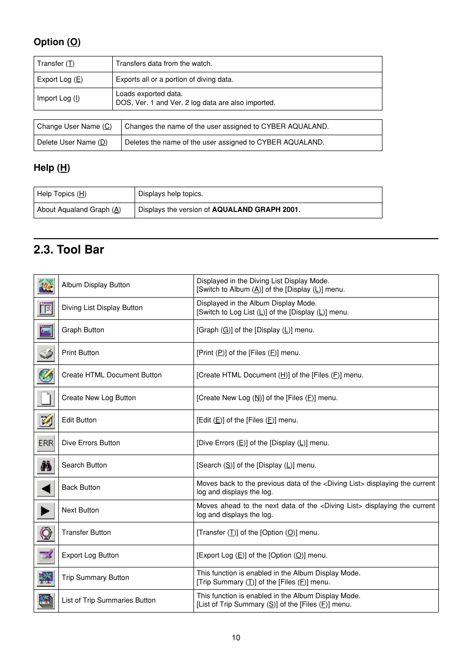 Tool bar, Option (o), Help (h) | CITIZEN MG0000 User Manual | Page 81 / 157