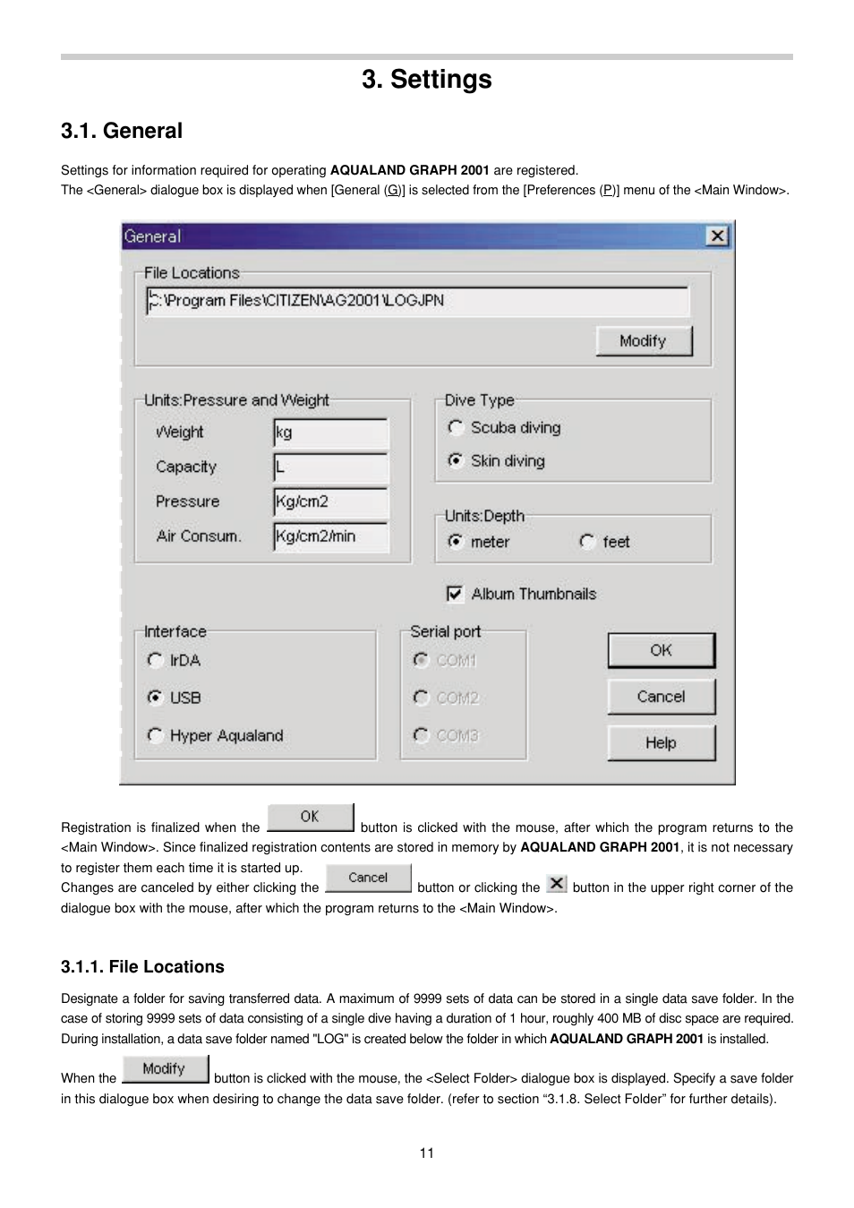 Settings, General, File locations | CITIZEN MG0000 User Manual | Page 82 / 157