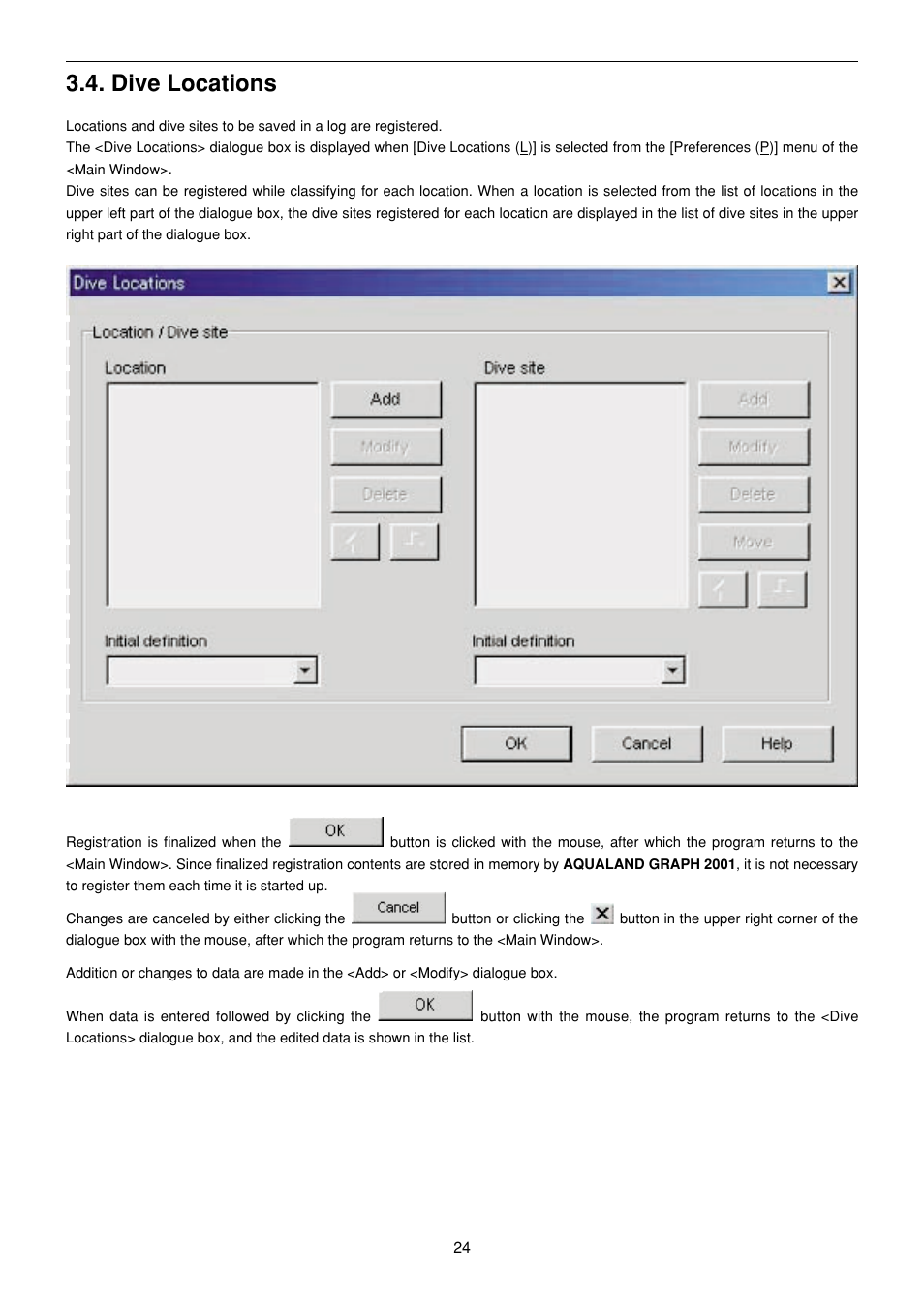 Dive locations | CITIZEN MG0000 User Manual | Page 95 / 157