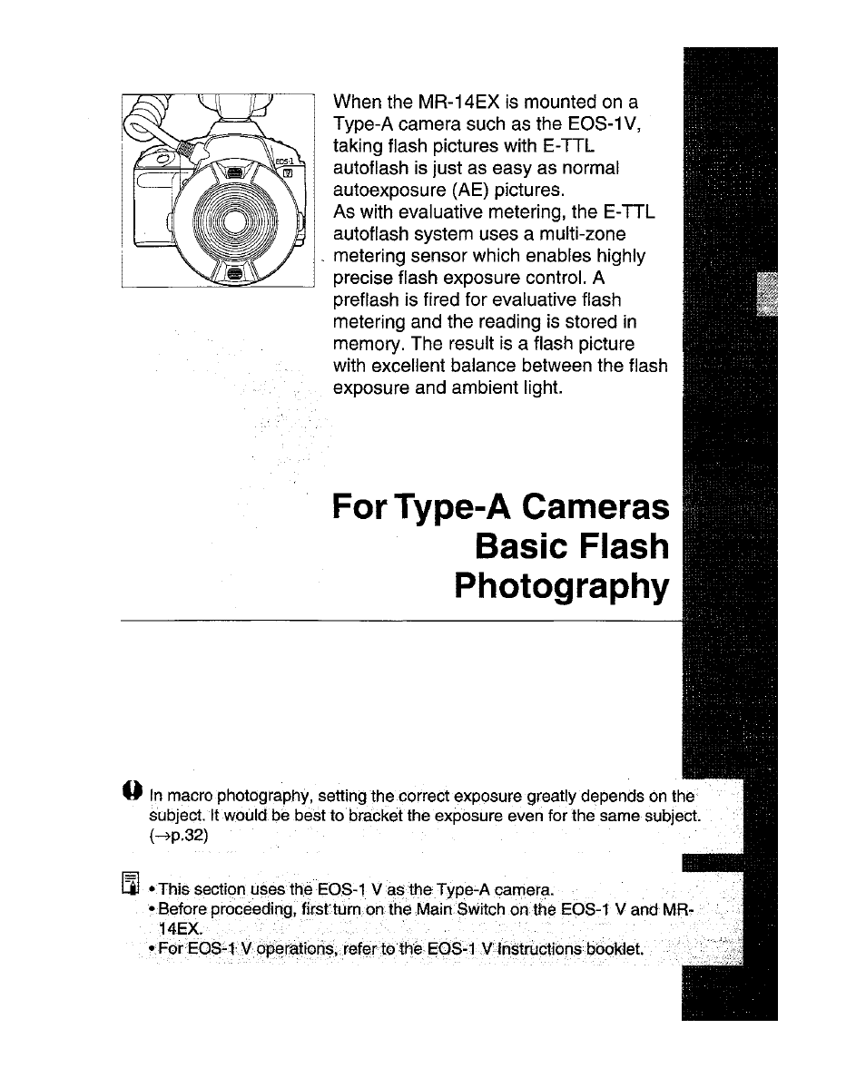For type-a cameras basic flash photography | Canon MR-14EX User Manual | Page 21 / 90