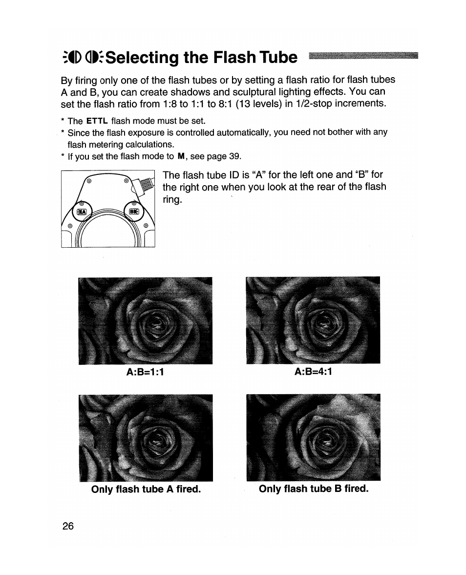 If) deselecting the flash tube, D deselecting the flash tube | Canon MR-14EX User Manual | Page 26 / 90